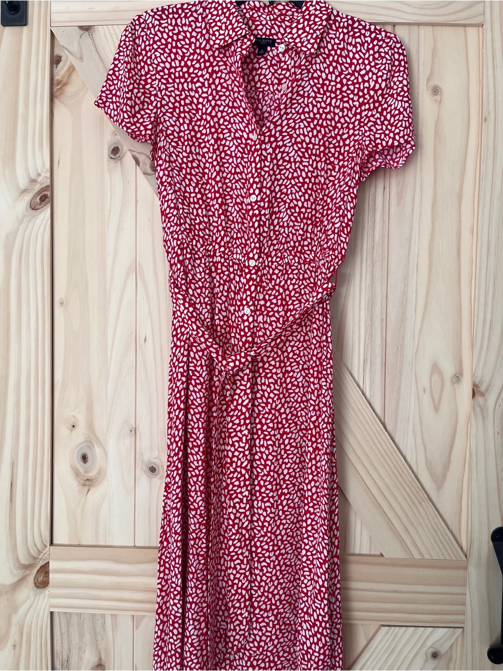 Talbots Petite Red & White Belted Shirt Dress Size 2P | 100% Viscose | Worn Once